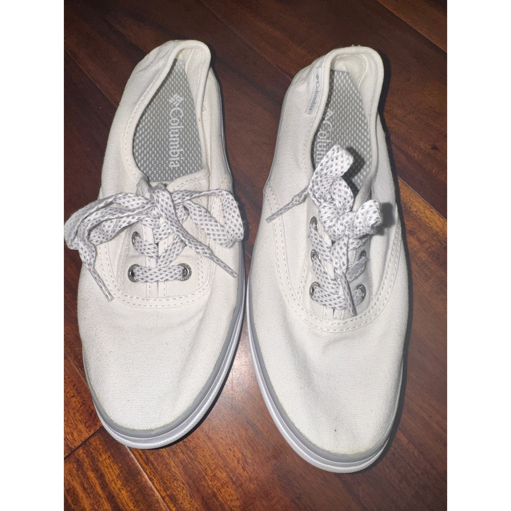 Columbia Womens White Canvas Lace Up Low Top‎ Sneakers 6.5 Shoes Size Unknown
